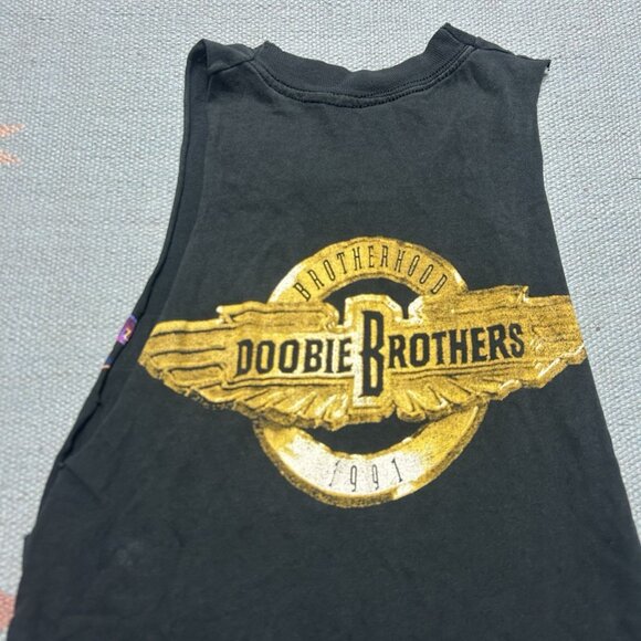 Vintage 90s tank top t shirt doobie brothers chopped distressed muscle gym large - Picture 12 of 13
